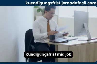 Kündigungsfrist Midijob mit Arbeitnehmer und Arbeitsunterlagen im Büro